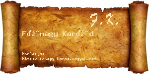 Fónagy Karád névjegykártya